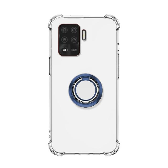 Прозрачный чехол с кольцевой подставкой для OPPO F21 Pro F19 F17 F15 F11 F9, противоударный прозрачный мягкий силиконовый чехол-держатель для задней панели телефона For oppo F11 pro синий