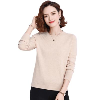 Hengyuanxiang Women's Pure Wool Round Neck Sweater
