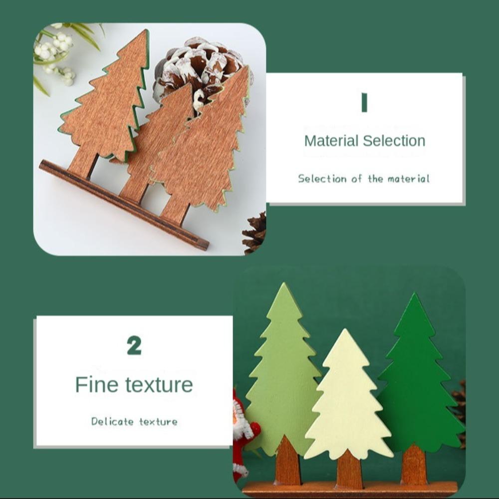 Pine Tree Table Ornament Wooden Shooting Props  New Years Party Gifts Supplies