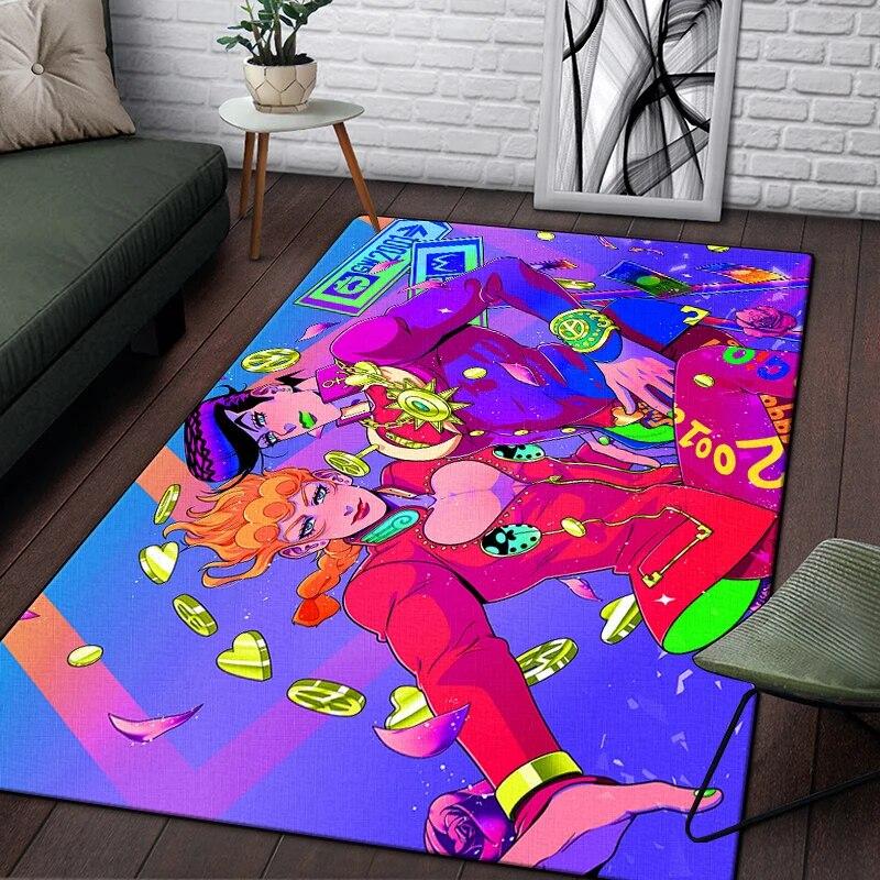 Jojo Anime Beautiful Painting Carpet for Living Room Large Area Rug Black Soft Carpet Home Decoration Mats Boho Rugs Picnic
