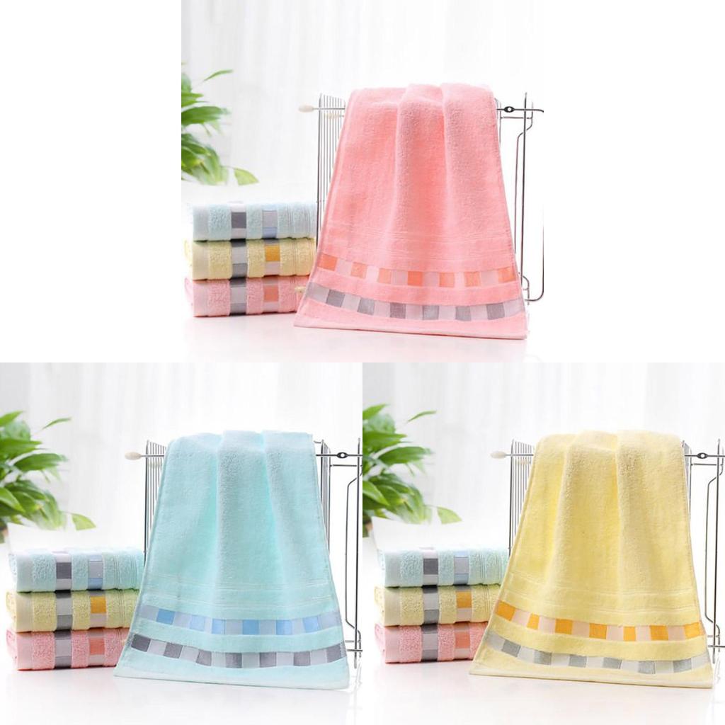 Premium Cotton Thick Absorbent Face Towel Soft Washcloth For Home Use In Blue Yellow And Pink