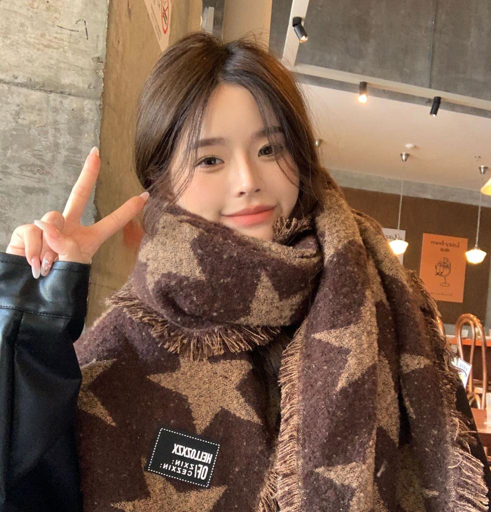 Star Pattern Scarf Understated Winter Scarf Couple'S Scarf Minimalist For Daily Adventures Commuting Business Trips