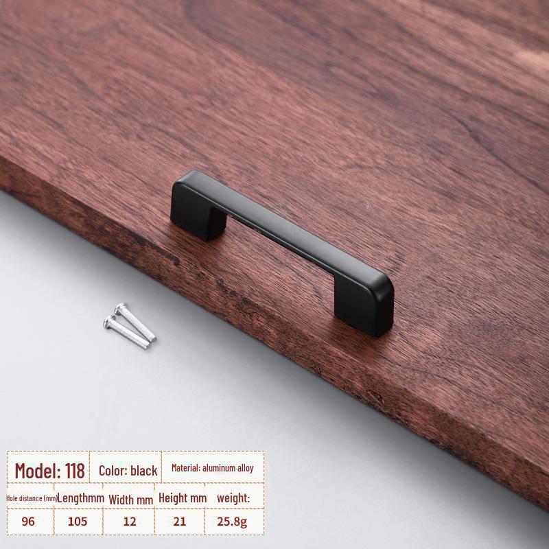 Black Aluminum Alloy European-Style Drawer & Cabinet Handle