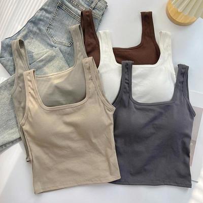 Göğüs Pedli Atlet Halter Crop Top Kadın Yaz Kamisol Sırtı Açık Kamisol Moda Tüp Bayan Kolsuz Kırpılmış Yelek