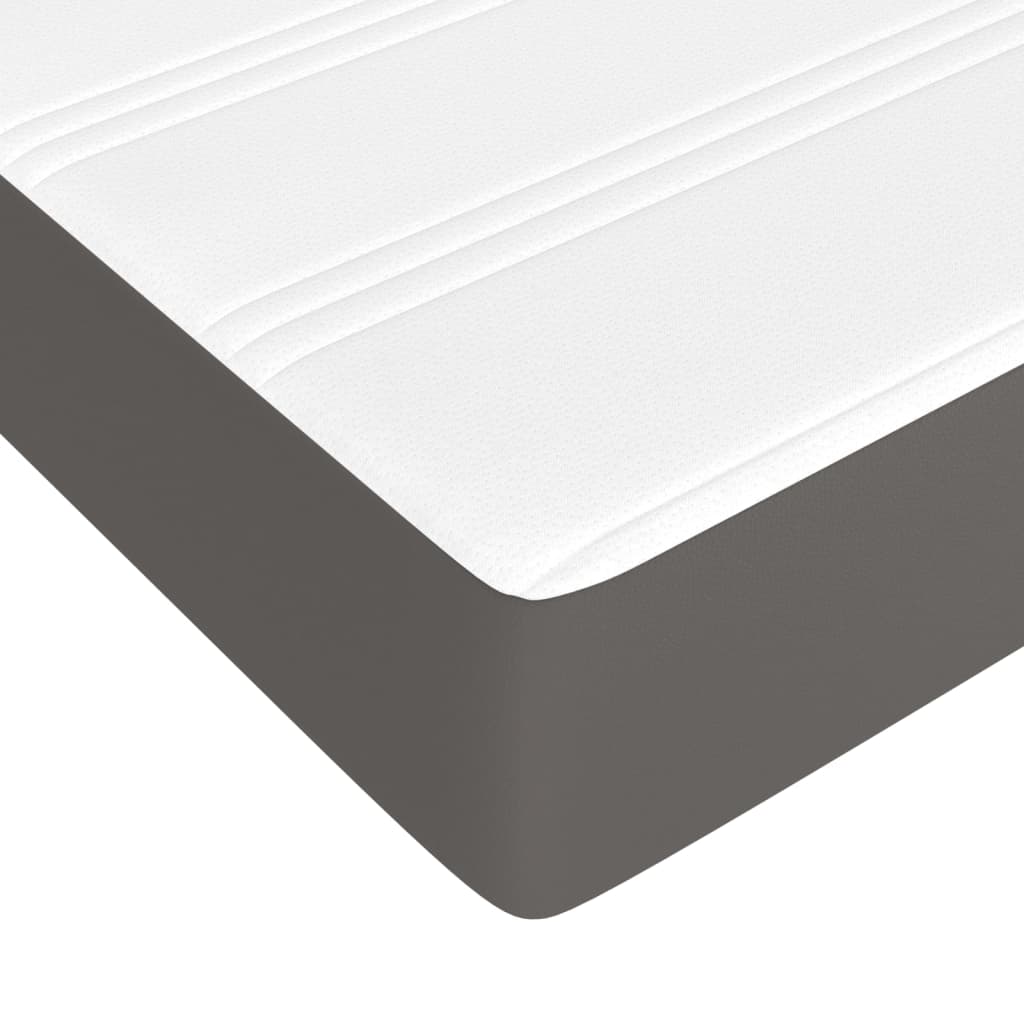 Box Spring Bed with Mattress Gray 120 X 200 Cm Faux Leather