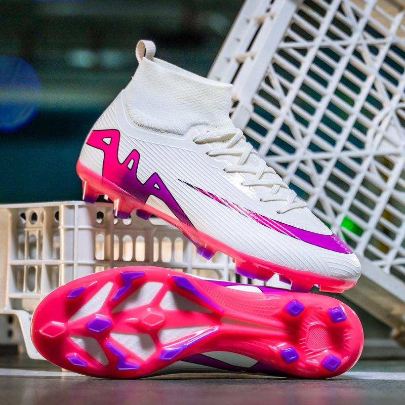 Pink football shoes men's new long nails youth sports training shoes grass broken nails training game shoes
