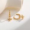 Luxury Zircon Four Leaf Flower Hoop Earrings for Women, Hypoallergenic Stainless Steel Charm Earrings, Party Jewelry Gift