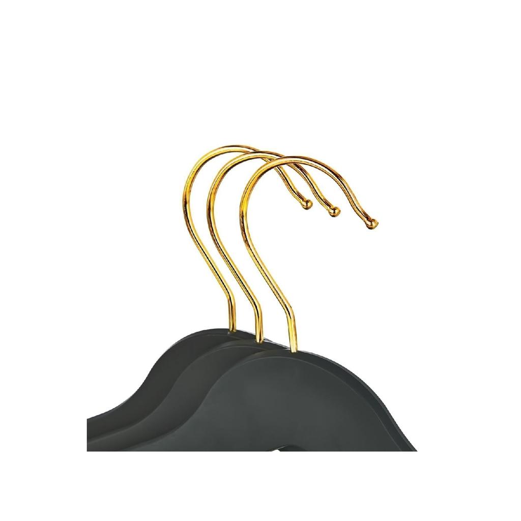 A Plus Boxed Wooden Look Hanger 12 Pieces Black Silver Clothes Hanger Trousers Shirt Hanger