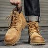 Martin Boots Autumn British Style Retro American Rhubarb Boots Sports Thick-soled High-top Leather Boots with Velvet