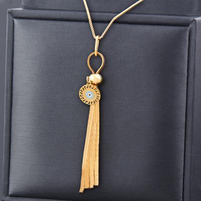 Fließende Schlüsselbeinkette aus Titan-Titanstahl mit goldenem Anhänger