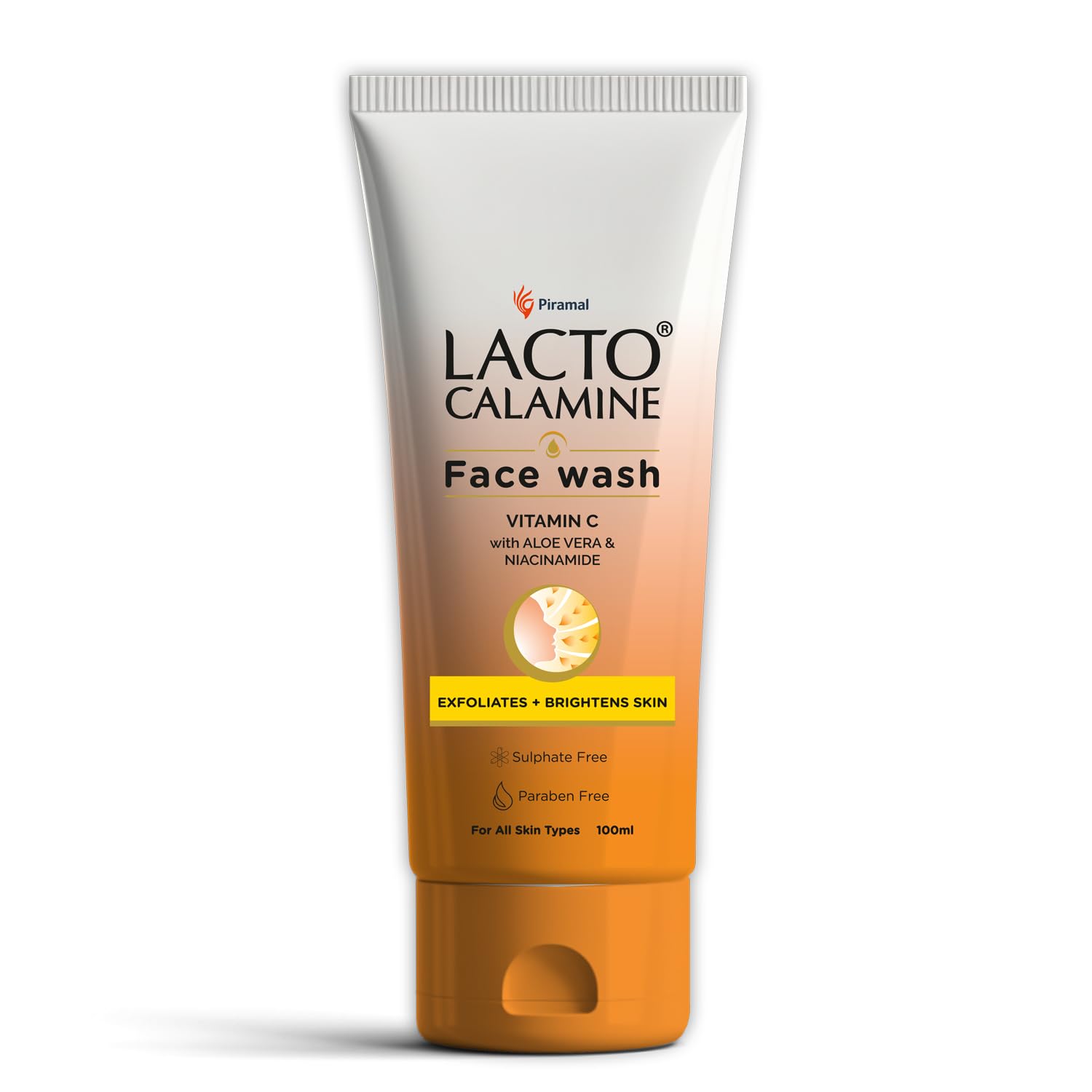 

Lacto Calamine Vitamin C Face Wash Pack of 1 x 100ml Aloe Vera Niacinamide Exfoliating Facewash for Glowing Skin