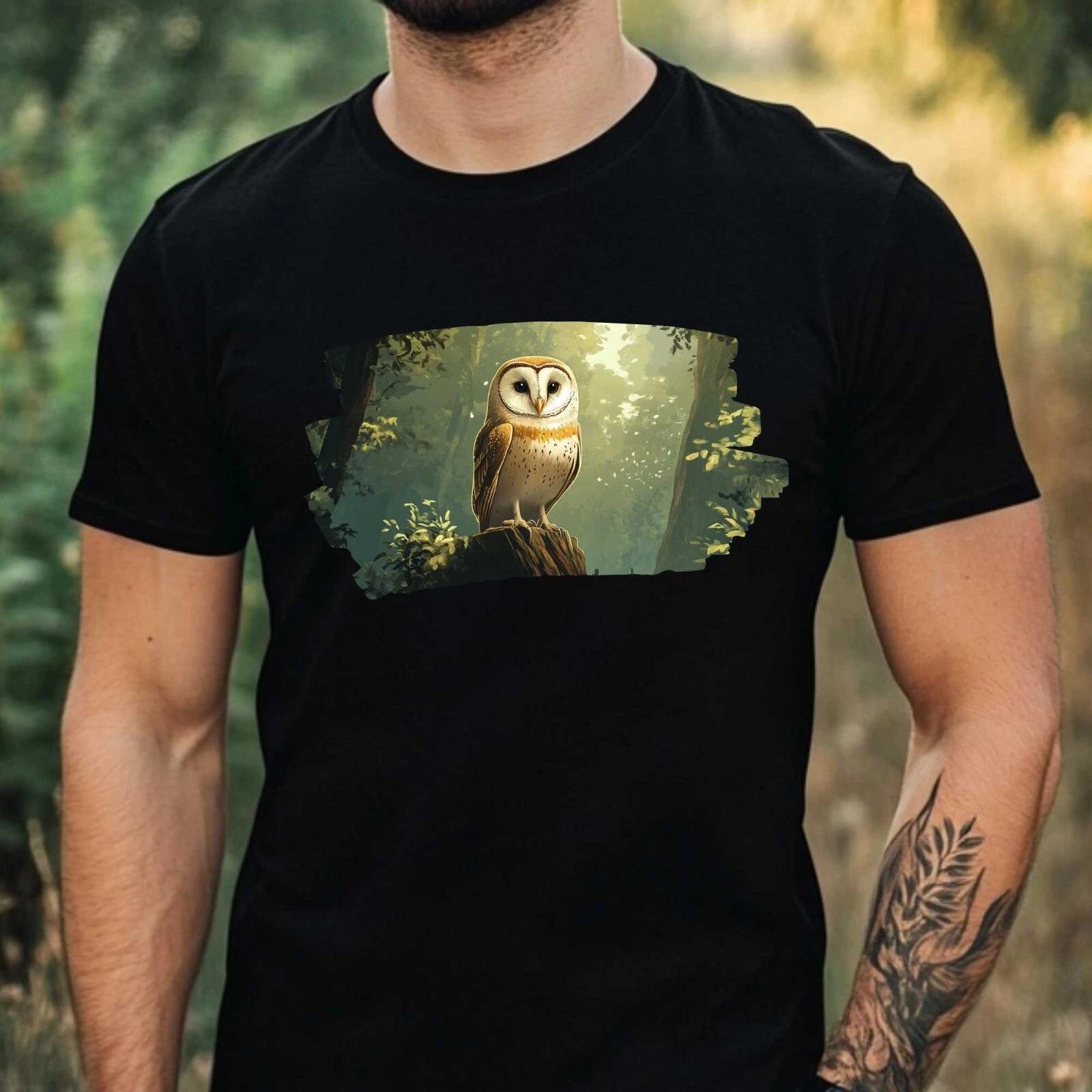 T-Shirt Herren Wald Eule Motiv Baumwolle Größe XS bis 5XL XS