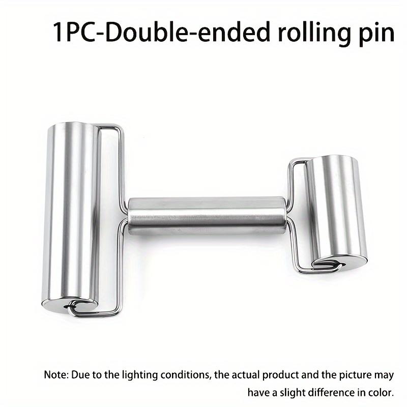 1 шт. Скалка из нержавеющей стали, двусторонняя скалка, многофункциональная с ручкой, кухонный инструмент, кухонный гаджет. 1