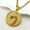 Rhinestone Horse Head Pendant Necklace for Men Hip Hop Stainless Steel Gold Color Animal Lucky Jewelry Gift for Boyfriend 7619-3