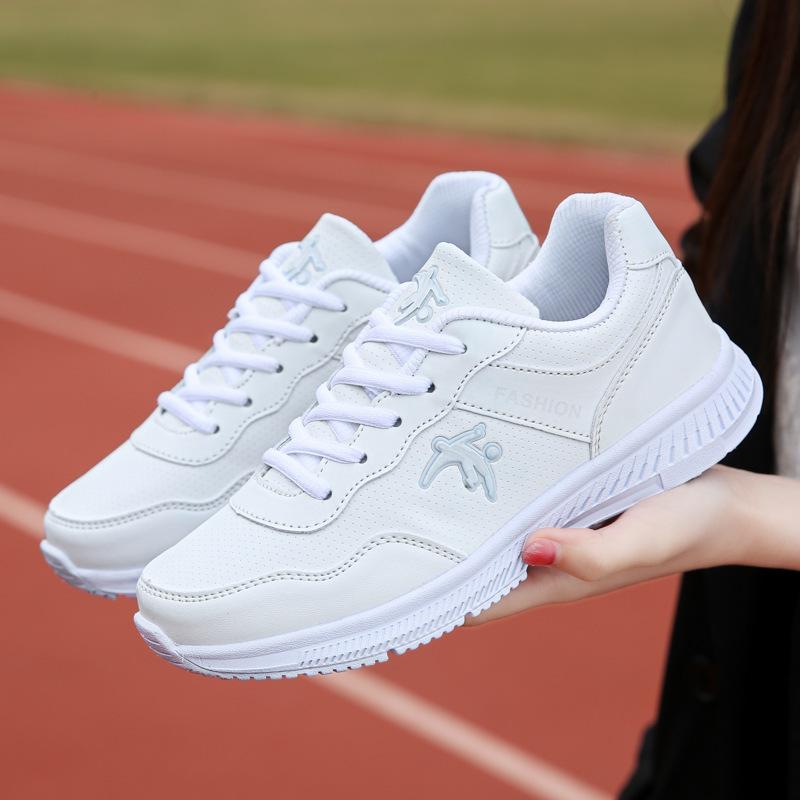 New leather waterproof autumn and winter sports shoes soft sole non-slip mother fitness dancing shoes