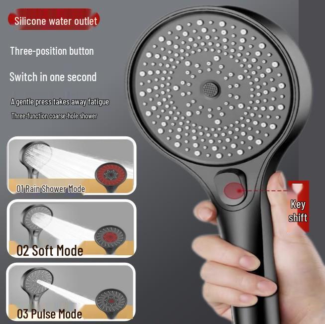 Three-Speed Handheld Pressurized Rain Shower Head Set
