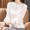 Pullover Spring and Summer Women 2023 New Chiffon Spliced Knitwear Women Loose and High Grade Long Sleeve Pullover Female Top