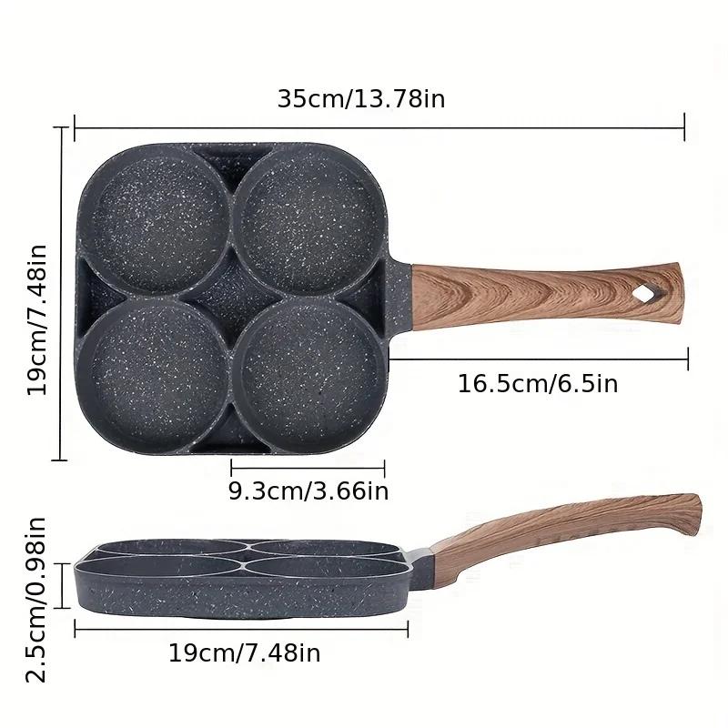 Damaly,The Four-hole Non-stick Egg Frying Pan Is Easy To Clean, Heat-resistant and Durable.