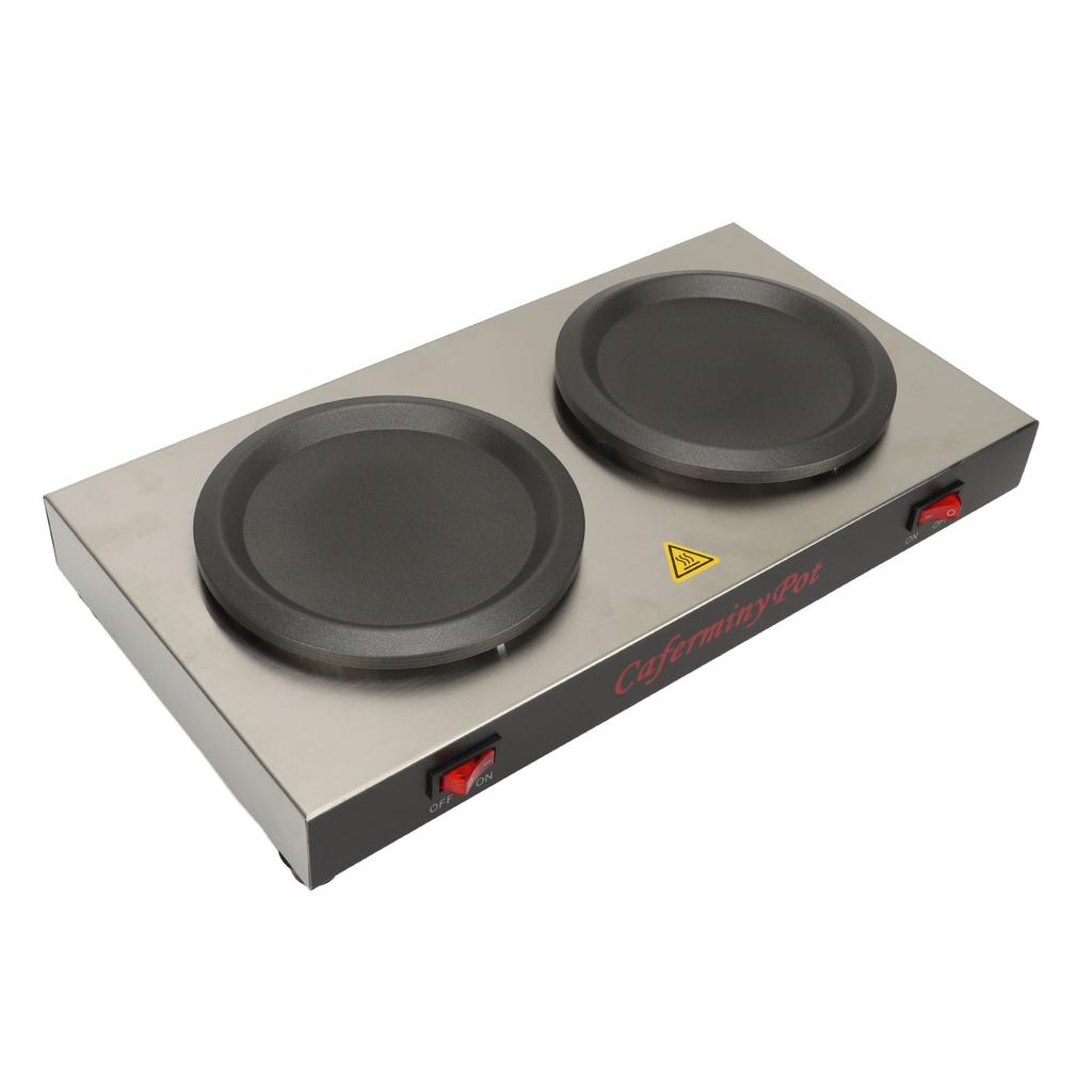 Aquecedor de Café Duplo Aquecedor de Cafeteira Comercial Dupla Chapa Quente Aço Inoxidável Portátil