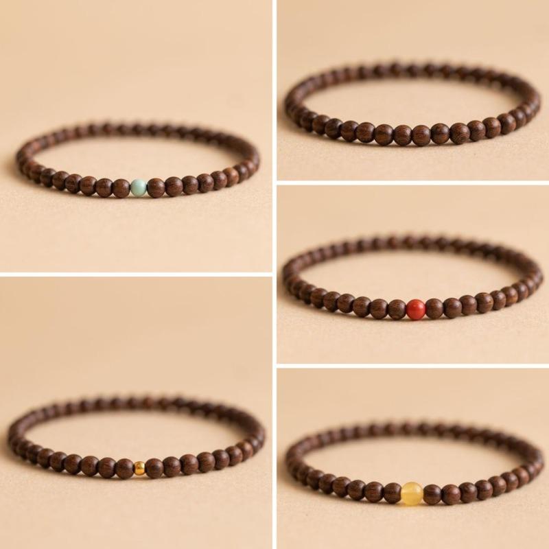 Goldenes Seiden-Sandelholz Armband 2.0 Altes Material Holz Buddha Perlen Armband für Männer und Frauen Paarschmuck Sandelholz Rosenkranz Kultureller Spielschmuck