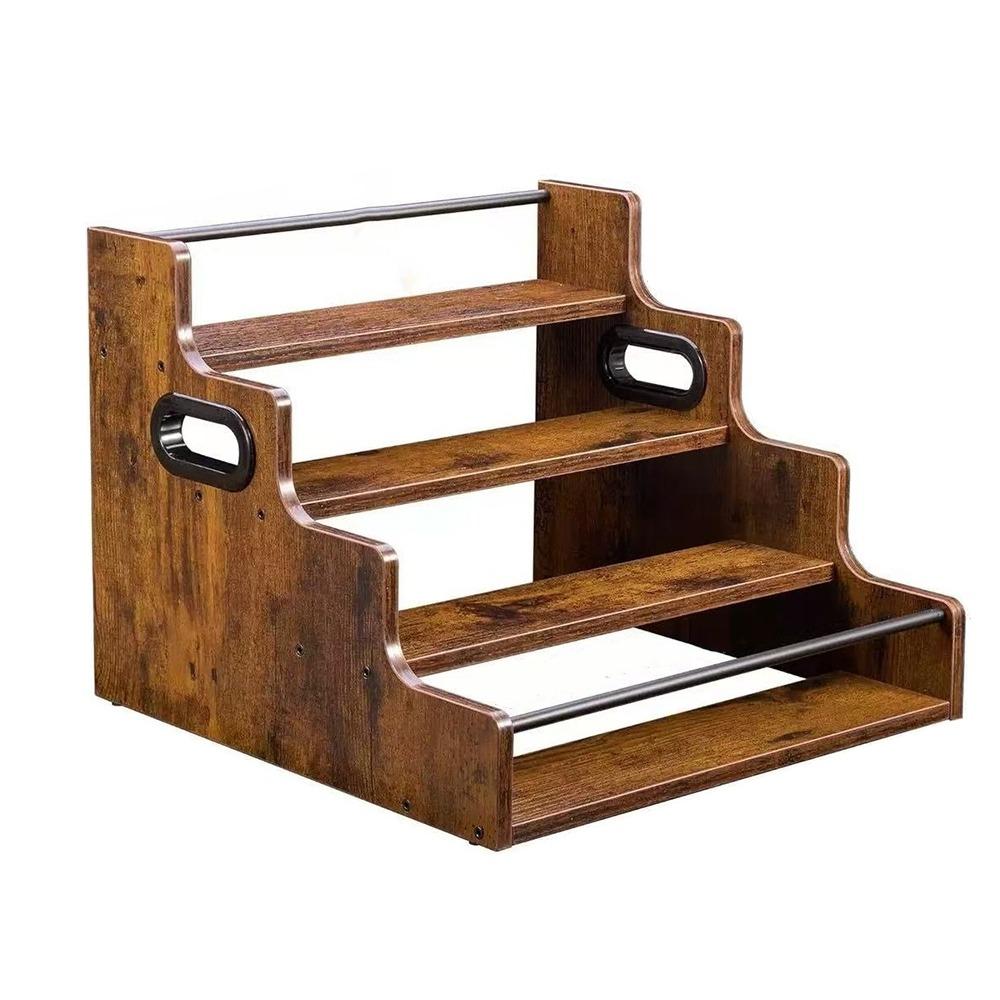 Wooden Liquor Bottle Display Shelf Detachable Heavy-Duty Kitchen Seasoning Stand Retro Style Rustic Liquor Cabinet