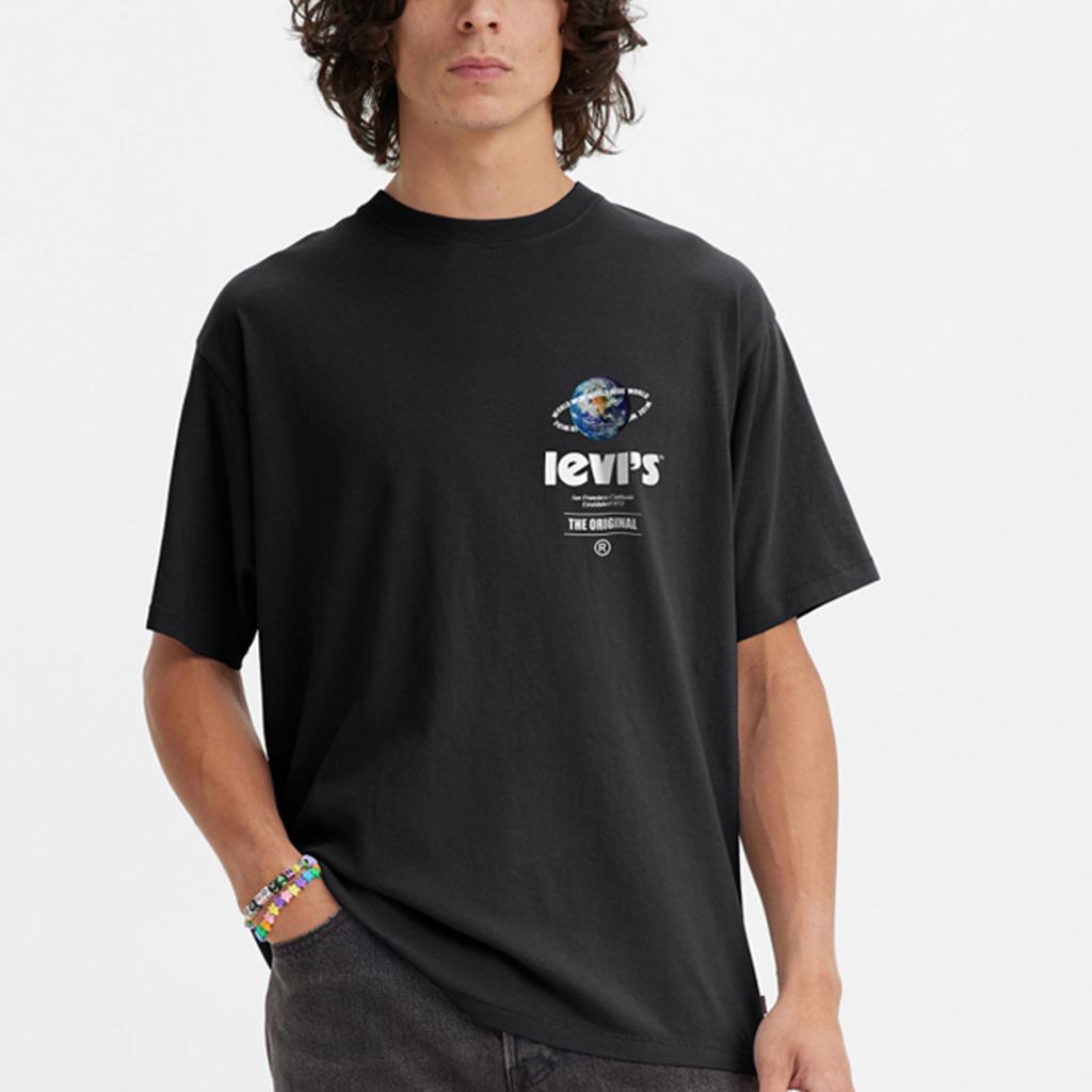 Levis Logo Graphic Loose Comfortable Crew Neck Short Sleeve T-Shirt Men T-Shirts Black 87373-0048