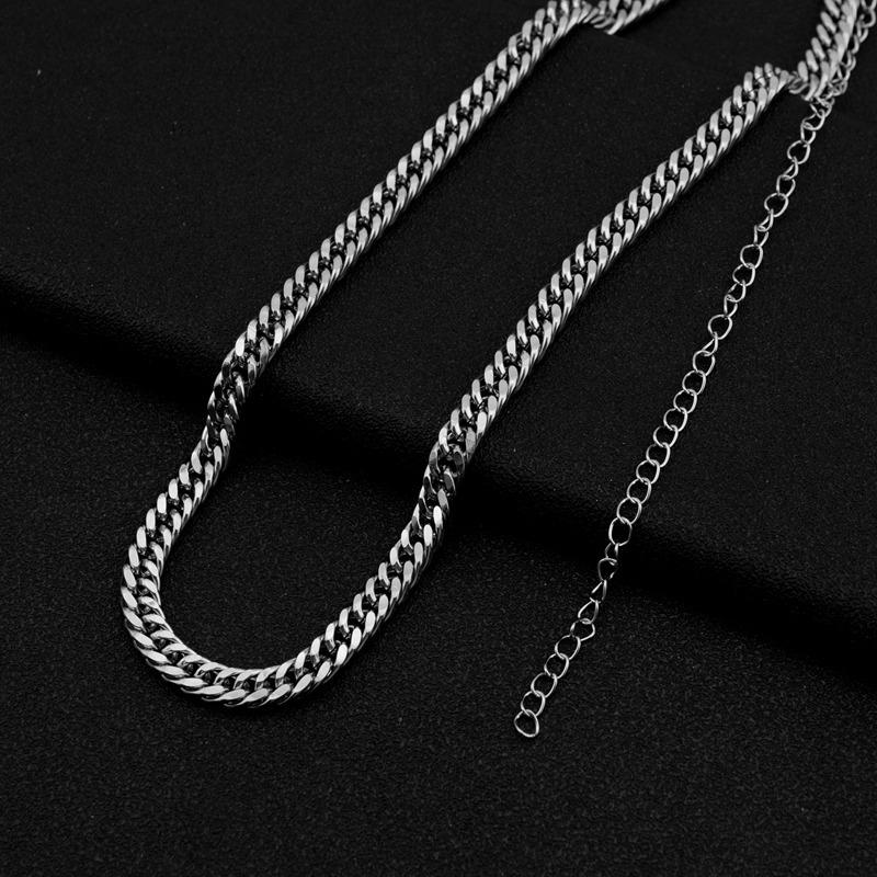 Stainless steel necklace men's titanium steel 304 cuban link compact chain fine polished necklace