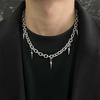 Punk Hip Hop Metall Nieten Spitze Choker Halskette für Damen Herren Gothic Silber Farbe Kreuz Schlüsselbein Kette Halskette Y2K Schmuck