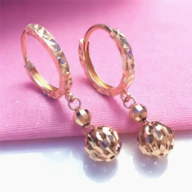 Exquisite Purple Gold-Plated Rose Gold Shiny Ball Earrings Women'S Fashion Korean Version Temperament Versatile High-End Colored Gold Ear Buckles