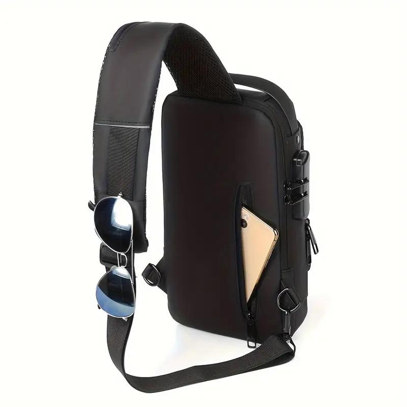 Men's Anti-Theft Chest Bag with USB Charging Port - Stylish Motorcycle Leisure Sports Crossbody