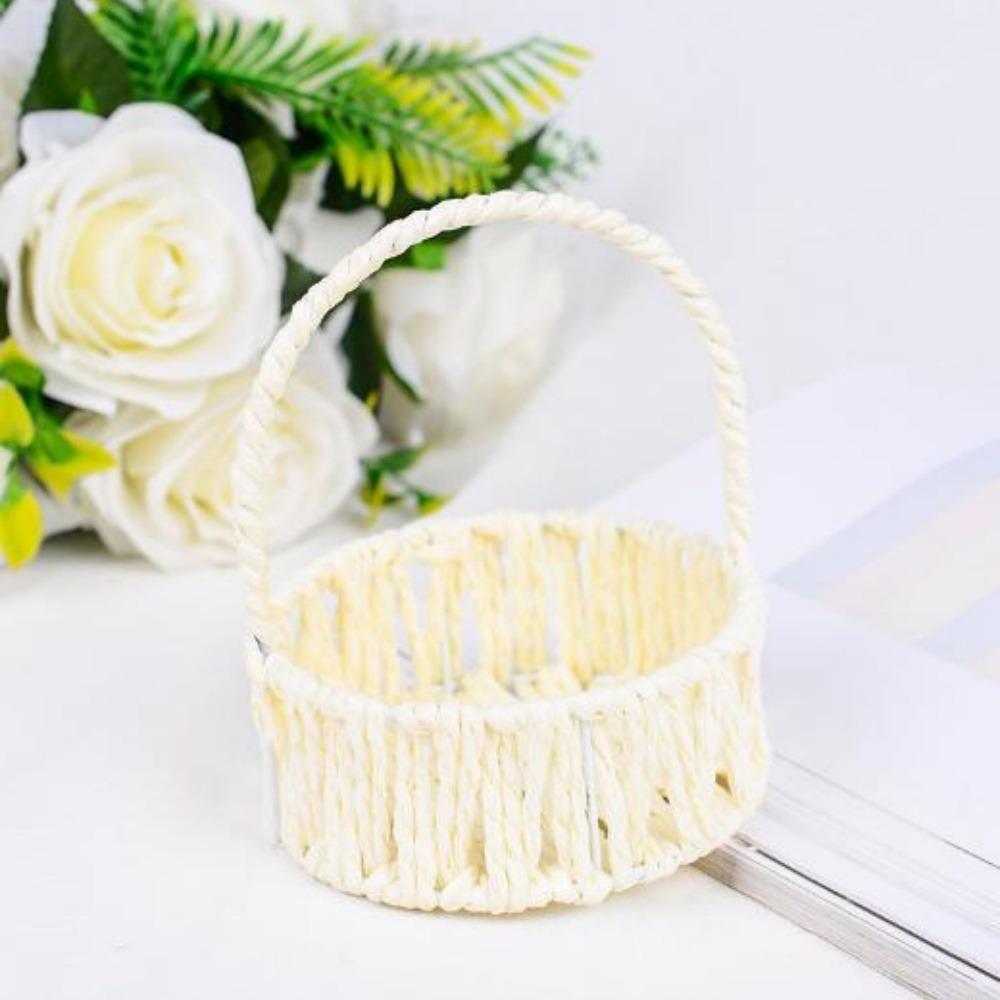 Hand-Woven Flower Lace Storage Basket Shopping Storage Hamper Basket For Plant Home Wedding