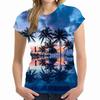 Cool and Fun Street Trendy T-shirts Fashionable 3D Palm Tree Printed Women's T-shirts