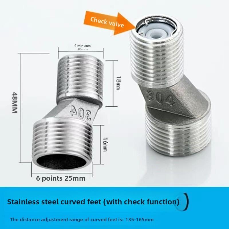 2pcsStainless Steel Angled Curved Foot 360° Rotatable Angle Adjustment Shower Faucet Adapter Wall Mounted Eccentric Screw Corner