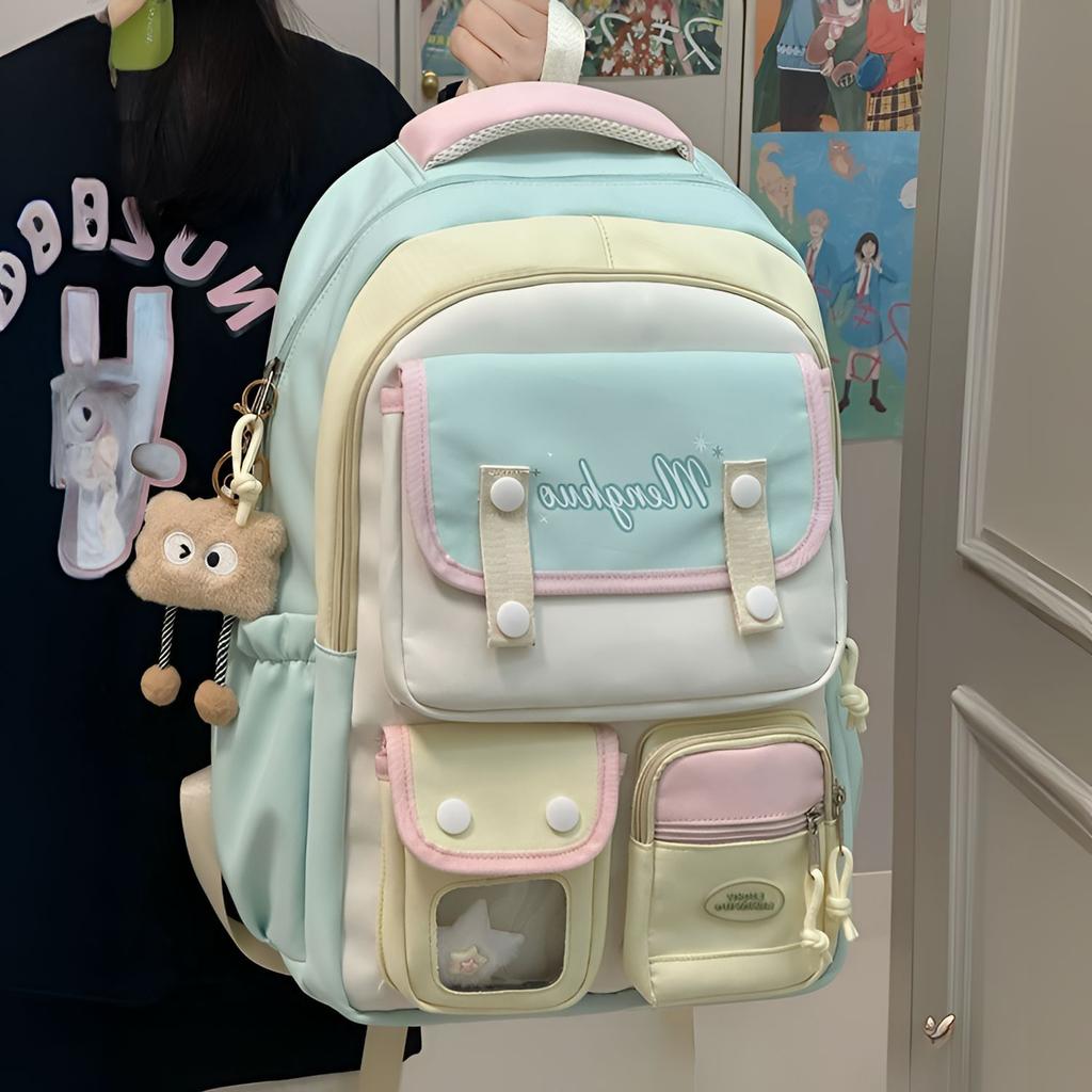 Schoolbag New Contrasting Color Schoolbag Female Junior and High School Students Large-capacity Backpack Primary School Students 3rd To 1st Grade