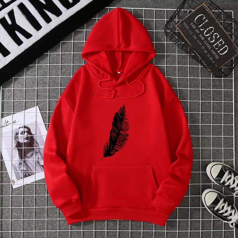 2025 Unisex Kapuzenpullover mit Blattdruck, passend für Paare, lange Ärmel, Streetstyle, modisch, vielseitig, Damen-Kapuzentop, Fashi