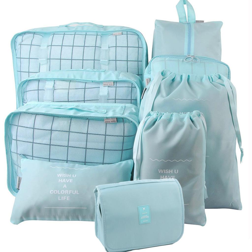 Sac de Rangement de Voyage Ensemble de Neuf Pièces, Trousse de Toilette, Classification des Vêtements, Ensemble de Rangement pour Bagages Ensemble de 9 Pièces