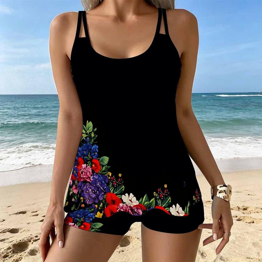 Costume da Bagno da Donna Tankini 2 Pezzi Costume da Bagno con Orlo Floreale Costumi da Bagno per le Vacanze
