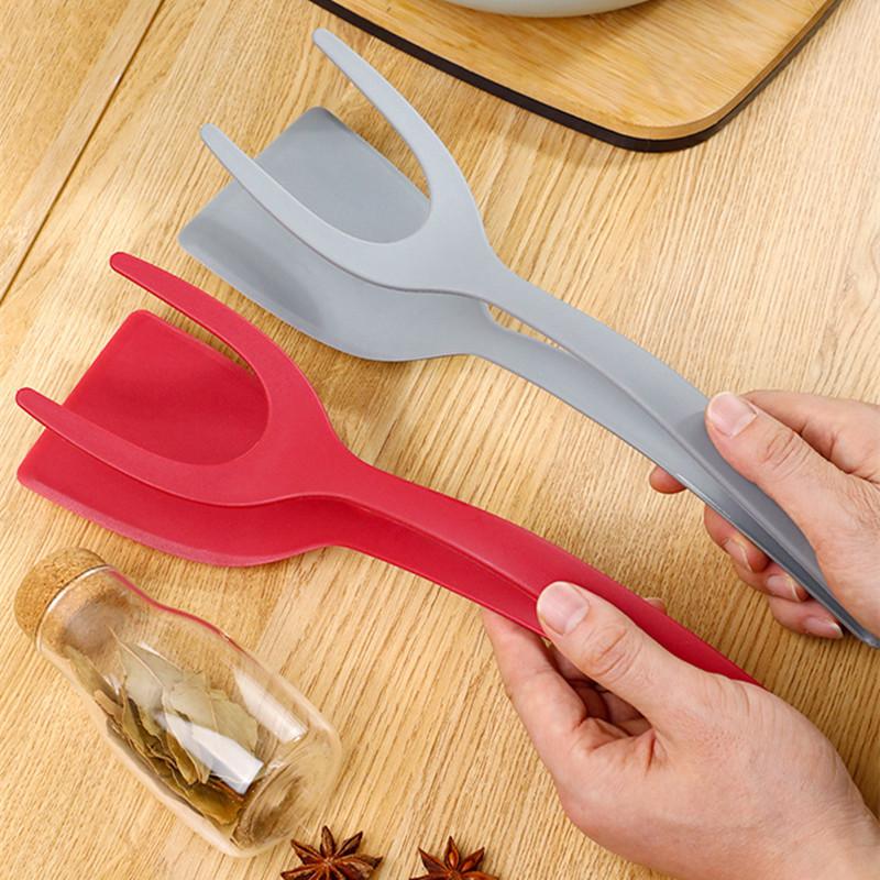 2 in 1 Nylon Griff Klappzange Eierpfannwender Zange Steakpfannwender Französische Klemme Pfannkuchen Bratwender Küchenartikel Küchenzubehör