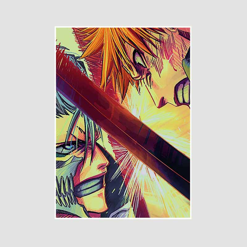 Japanese Anime Bleach Poster Decor Retro White Paper Posters and Prints Wall Art Painting Bedroom Bar Cafe Decoration Mural Fans Collection Gifts