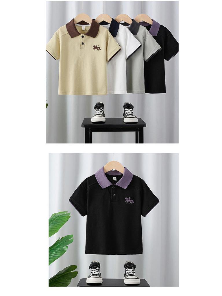 T-shirt Polo Tendance Style Coréen pour Garçons - Été 2025 Casual Manches Courtes