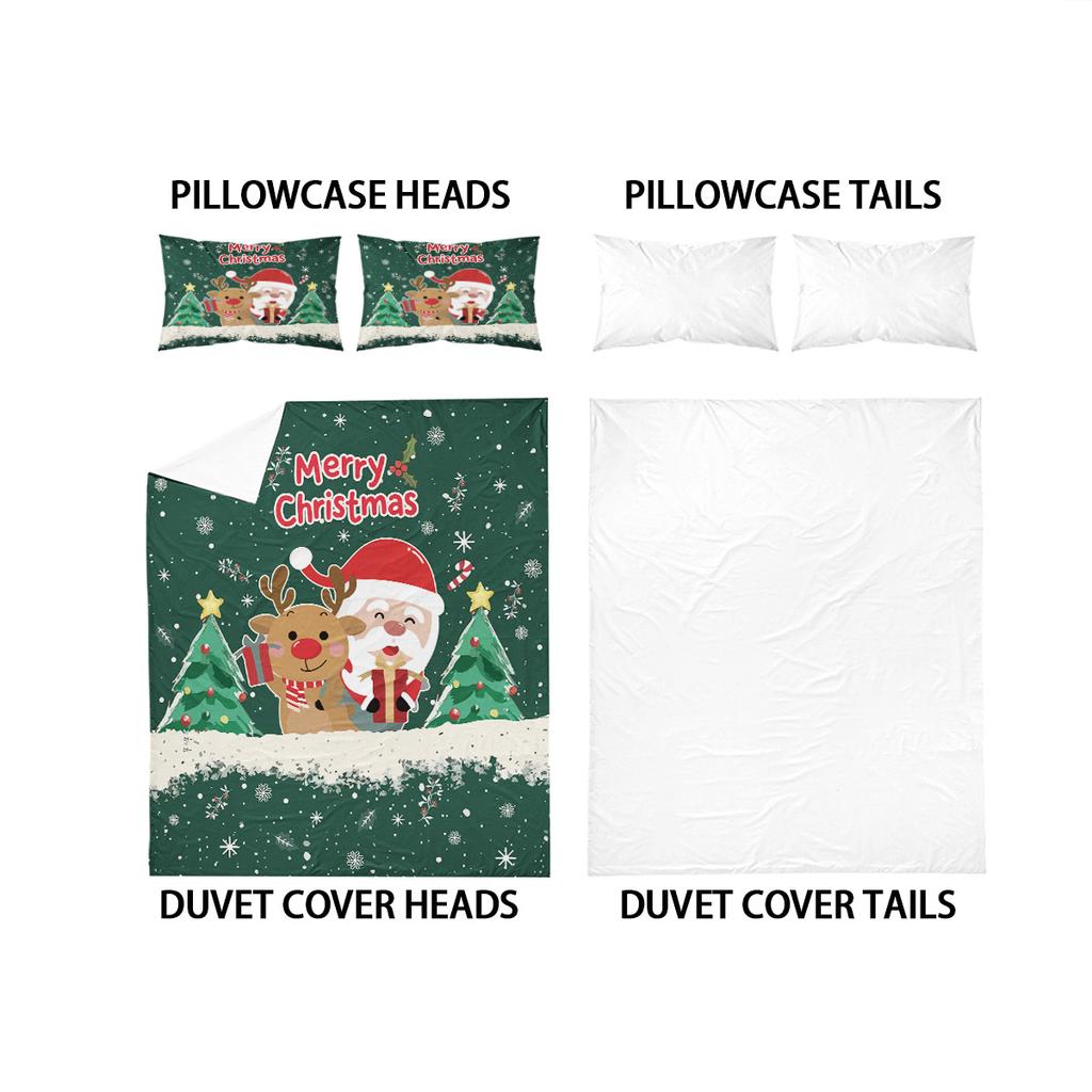 3 st Tomte Julgranstryck Kärnlöst Täcke Set Sovrum Sovsal Sängkläder Dekoration Bekväm Maskintvättbar
