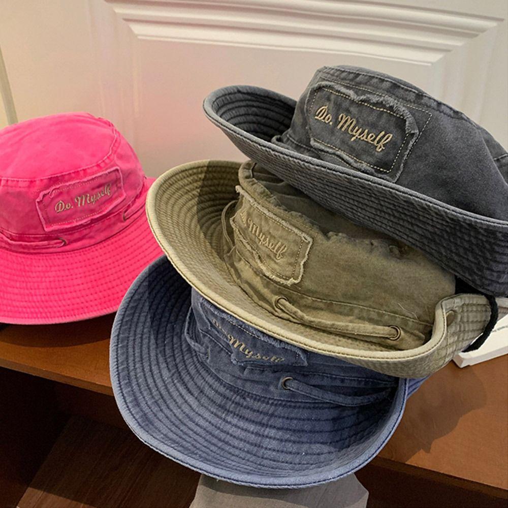 Adjustable Western Cowboy Hat Wide Brim Bucket Hat Vintage Outdoor Sun Hat  for Men Women