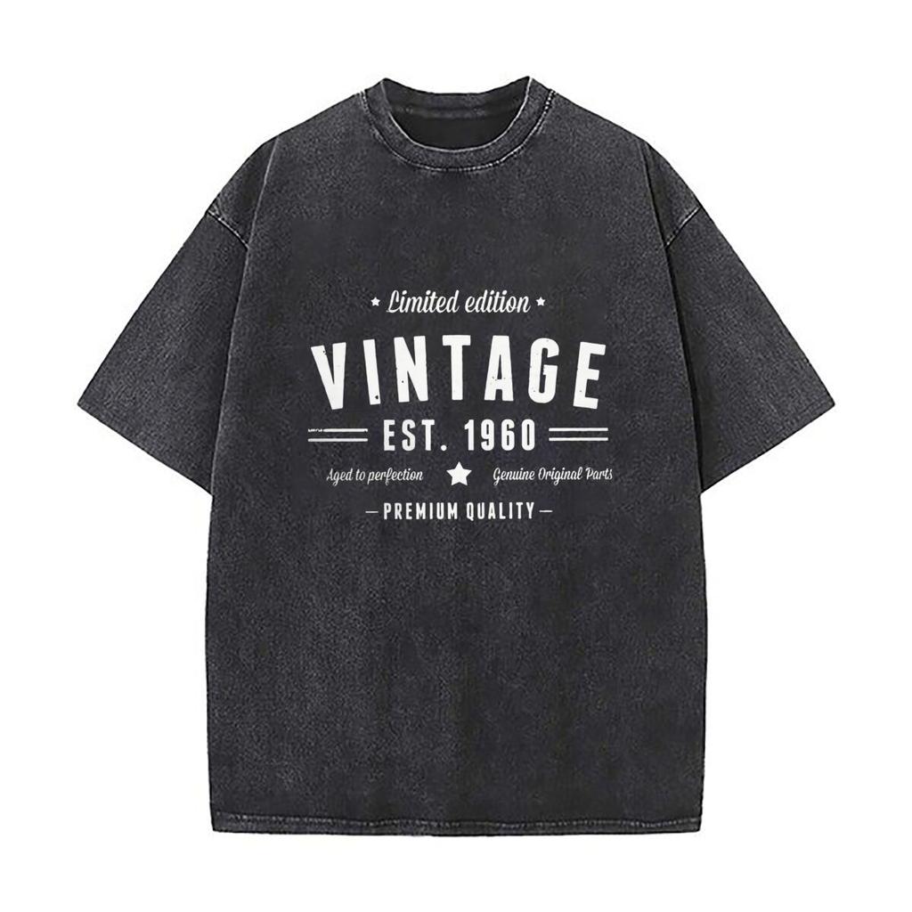 Vintage Est Design Oversized Short Sleeve Loose Streetwear Short Sleeve Tops Tee