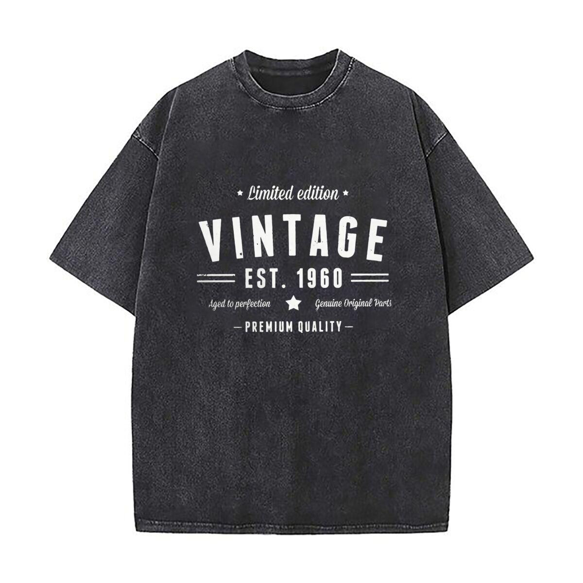 Vintage Est design Oversized Short Sleeve Loose Streetwear Short Sleeve Tops Tee S