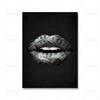 Modern Golden Lips Dollar Money Poster Print Wall Art Luxury Art Canvas Painting Abstract Pictures for Living Room Home Decor No Frame