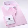 Men's Elegant French Cuff Spread Collar Striped Dress Shirt with Chest Pocket for Formal Business Wedding, Free Metal Cufflinks Included