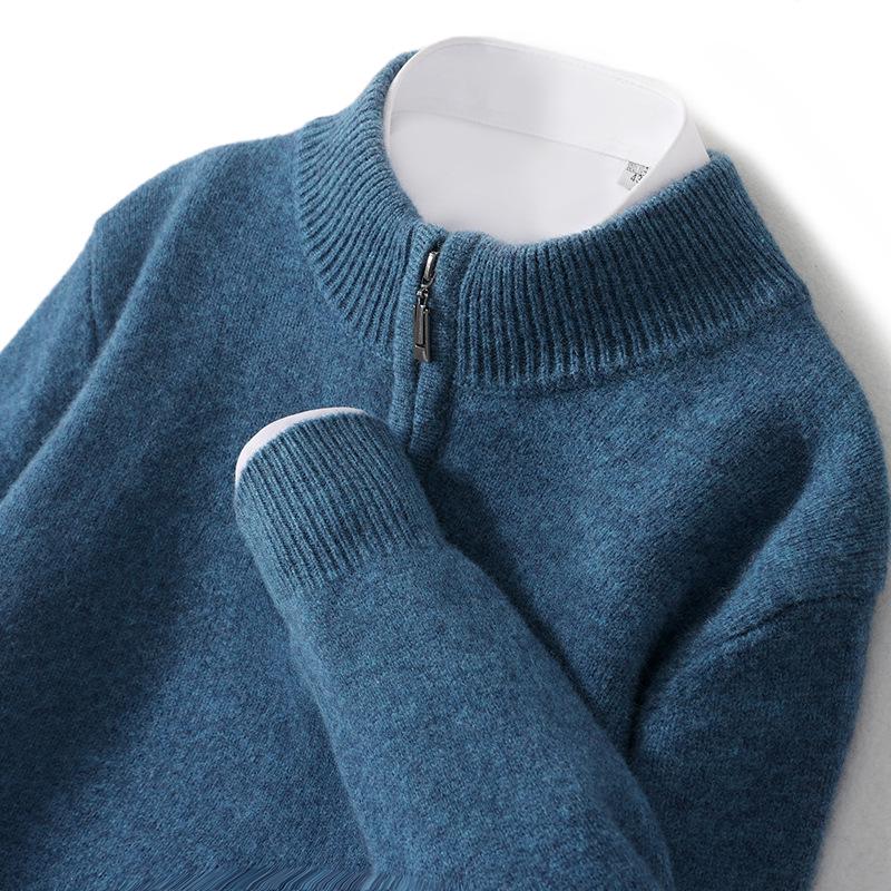 

Men s Wool Zippered Pullover - 100% Pure Wool, Half-High Collar, Long Sleeve, Business Casual Sweater 3XL [185-200 jin]