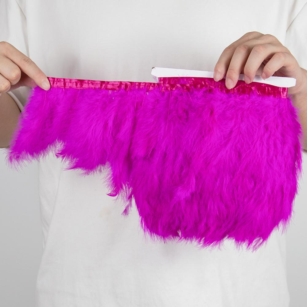 1Meters Turkey Feather Trim Fringe 10-15CM Marabou Feathers Ribbon White Black Feather On Tape Sewing Trimmings Clothes Dress