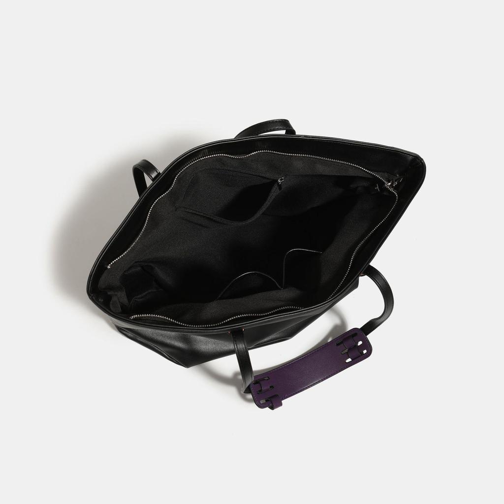 2024 Women's Black Soft Leather Tote Bag - Large Capacity, Versatile Korean Style, Perfect for Commute & Student Use