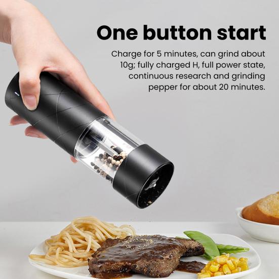 1/2Pcs Electric Spice Grinder Clear Visible LED Adjustable Handheld USB Rechargeable Cordless Automatic Salt Pepper Condiment Grinding